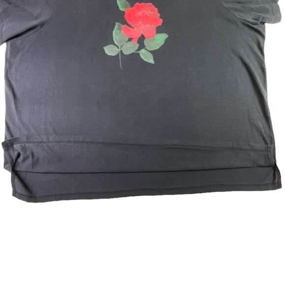 YS Sport by YoungStuff Short Sleeve Nightie Night Dress Black with Red Rose - Picture 4 of 11